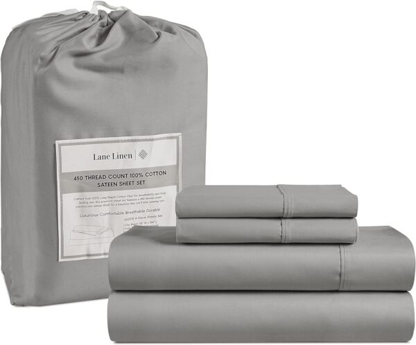 LANE LINEN Queen Sheet Set, 4 Pc Queen Size Sheets Set, 450 Thread Count 100% Cotton Sheets, Cooling Sheets Queen Size, Soft and Breathable Bed Sheets Queen, Deep Pocket Queen Sheets - Ivory