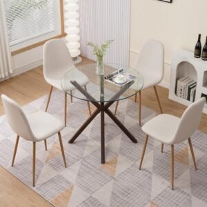 Dining Chairs Set of 4,Modern Upholstered Dining Room Chairs, Kitchen Chairs with Metal Legs, Comfortable Kitchen Chairs for Dining Room Kitchen Bedroom Cafe Bistro Restaurant,Grey