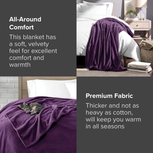81zyc647X1L._AC_SL1500.jpg Bare Home Fleece Blanket - Full/Queen Blanket - Plum - Lightweight Blanket for Bed, Sofa, Couch, Camping, and Travel - Microplush - Ultra Soft Warm Blanket (Full/Queen, Plum)