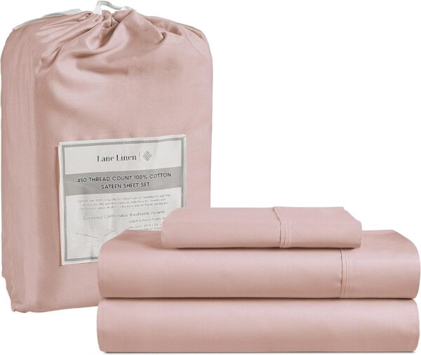 LANE LINEN Queen Sheet Set, 4 Pc Queen Size Sheets Set, 450 Thread Count 100% Cotton Sheets, Cooling Sheets Queen Size, Soft and Breathable Bed Sheets Queen, Deep Pocket Queen Sheets - Ivory
