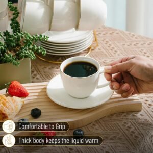 BTaT- White Tea Cups and Saucers, 8oz, Tea Cups Set of 12, Porcelain Tea Cups, White Cup & Saucer Sets, White Tea Cup Set of 12, Tea Cup Sets, Bulk Tea Cups and Saucers Set of 12, Tea Cups and Sets