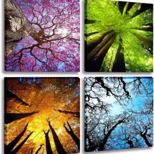 MESESE Wall Art Decor - 4 Panels Sunflower Canvas Wall Art Giclee Modern Home Decoration Watercolor Poster Canvas Picture for Living Room Ready to Hang