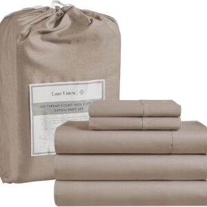 LANE LINEN Queen Sheet Set, 4 Pc Queen Size Sheets Set, 450 Thread Count 100% Cotton Sheets, Cooling Sheets Queen Size, Soft and Breathable Bed Sheets Queen, Deep Pocket Queen Sheets - Ivory