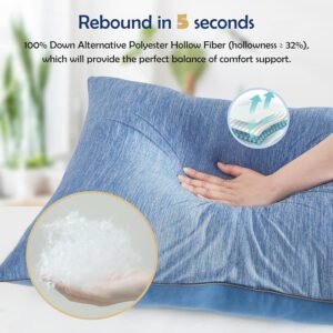 Topcee Cooling Bed Pillow Queen Size -2 Pack Hotel Luxury Pillows for Sleeping - Down Filling Supportive Pillows Queen Size Set of 2 for Back Side Stomach Sleepers(20"*28")