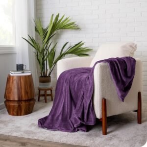91Kn6HeR9aL._AC_SL1500.jpg Bare Home Fleece Blanket - Full/Queen Blanket - Plum - Lightweight Blanket for Bed, Sofa, Couch, Camping, and Travel - Microplush - Ultra Soft Warm Blanket (Full/Queen, Plum)