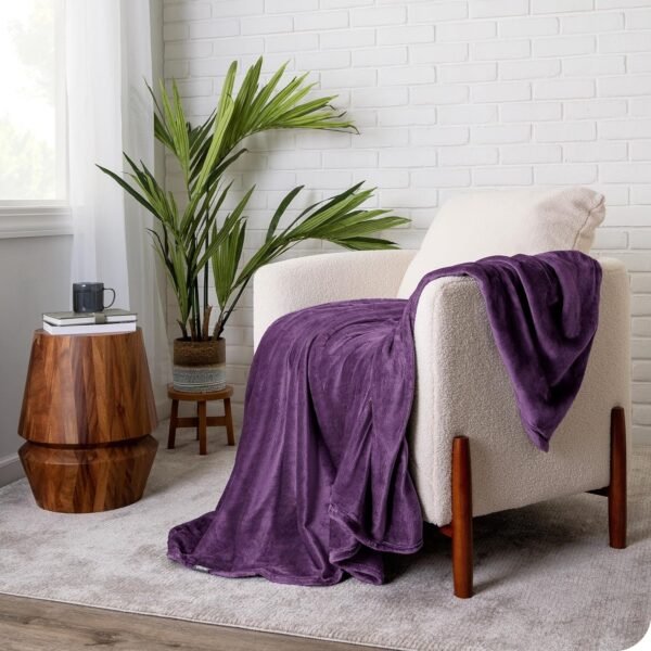 91Kn6HeR9aL._AC_SL1500.jpg Bare Home Fleece Blanket - Full/Queen Blanket - Plum - Lightweight Blanket for Bed, Sofa, Couch, Camping, and Travel - Microplush - Ultra Soft Warm Blanket (Full/Queen, Plum)