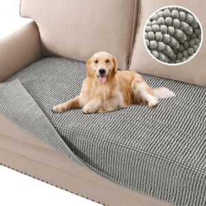 91Mrpv9-znL._AC_SL1500.jpg H.VERSAILTEX Plush Chenille Dog Bed Cover Thick Soft Sofa Cover for 3 Cushion Couch Anti Slip Couch Cover Water Resistant Furniture Protector for Dog, Pet, Cat (35" x 82", Island Fossi)