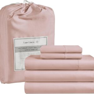 LANE LINEN Queen Sheet Set, 4 Pc Queen Size Sheets Set, 450 Thread Count 100% Cotton Sheets, Cooling Sheets Queen Size, Soft and Breathable Bed Sheets Queen, Deep Pocket Queen Sheets - Ivory