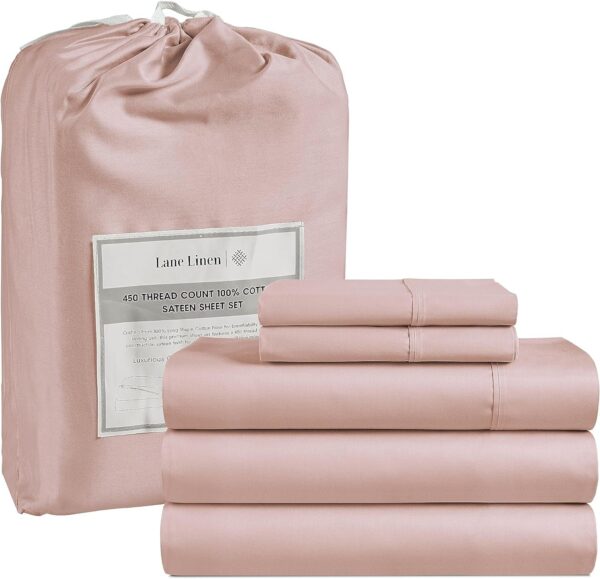 LANE LINEN Queen Sheet Set, 4 Pc Queen Size Sheets Set, 450 Thread Count 100% Cotton Sheets, Cooling Sheets Queen Size, Soft and Breathable Bed Sheets Queen, Deep Pocket Queen Sheets - Ivory