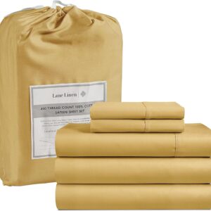 LANE LINEN Queen Sheet Set, 4 Pc Queen Size Sheets Set, 450 Thread Count 100% Cotton Sheets, Cooling Sheets Queen Size, Soft and Breathable Bed Sheets Queen, Deep Pocket Queen Sheets - Ivory