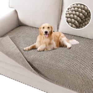 91U3DOfqHxL._AC_SL1500.jpg H.VERSAILTEX Plush Chenille Dog Bed Cover Thick Soft Sofa Cover for 3 Cushion Couch Anti Slip Couch Cover Water Resistant Furniture Protector for Dog, Pet, Cat (35" x 82", Island Fossi)