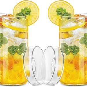 LUXU Drinking Glasses 19 oz, Thin Highball Glasses Set of 6,Clear Tall Glass Cups For Water, Juice, Beer, Drinks, and Cocktails and Mixed Drinks