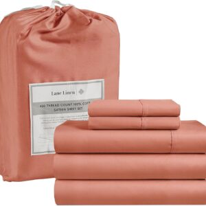 LANE LINEN Queen Sheet Set, 4 Pc Queen Size Sheets Set, 450 Thread Count 100% Cotton Sheets, Cooling Sheets Queen Size, Soft and Breathable Bed Sheets Queen, Deep Pocket Queen Sheets - Ivory