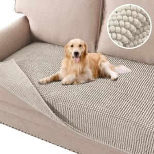 91Yl_2OCGCL._AC_SL1500.jpg H.VERSAILTEX Plush Chenille Dog Bed Cover Thick Soft Sofa Cover for 3 Cushion Couch Anti Slip Couch Cover Water Resistant Furniture Protector for Dog, Pet, Cat (35" x 82", Island Fossi)