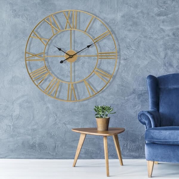 Sorbus Large Wall Clock for Living Room Decor, (40CM) 16 Inch Wall Clock Decorative, Metal Analog Roman Numeral Wall Clock Modern Wall Clocks - Large Clock Home Decor (Gold)