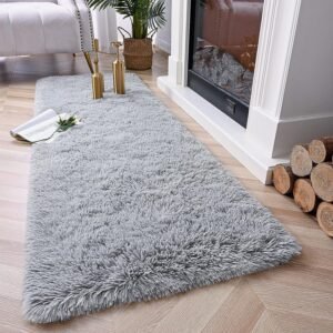 91c0GmUH6bL._AC_SL1500.jpg Chicrug Soft Runner Rugs for Bedroom Living Room Plush Fluffy Rug 2x6 Feet, Shag Furry Area Rug Carpet Non Shedding for Nursery Children Kids Girls Room Home Decorative, Grey