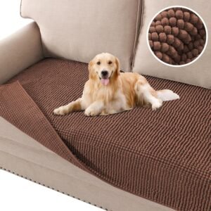 91cDYLfGzOL._AC_SL1500.jpg H.VERSAILTEX Plush Chenille Dog Bed Cover Thick Soft Sofa Cover for 3 Cushion Couch Anti Slip Couch Cover Water Resistant Furniture Protector for Dog, Pet, Cat (35" x 82", Island Fossi)