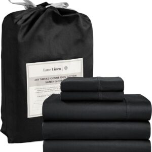 LANE LINEN Queen Sheet Set, 4 Pc Queen Size Sheets Set, 450 Thread Count 100% Cotton Sheets, Cooling Sheets Queen Size, Soft and Breathable Bed Sheets Queen, Deep Pocket Queen Sheets - Ivory