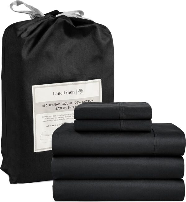 LANE LINEN Queen Sheet Set, 4 Pc Queen Size Sheets Set, 450 Thread Count 100% Cotton Sheets, Cooling Sheets Queen Size, Soft and Breathable Bed Sheets Queen, Deep Pocket Queen Sheets - Ivory