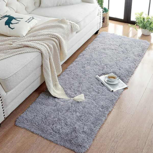 91mGD1PVC0L._AC_SL1500.jpg Chicrug Soft Runner Rugs for Bedroom Living Room Plush Fluffy Rug 2x6 Feet, Shag Furry Area Rug Carpet Non Shedding for Nursery Children Kids Girls Room Home Decorative, Grey
