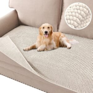 91po04p7lnL._AC_SL1500.jpg H.VERSAILTEX Plush Chenille Dog Bed Cover Thick Soft Sofa Cover for 3 Cushion Couch Anti Slip Couch Cover Water Resistant Furniture Protector for Dog, Pet, Cat (35" x 82", Island Fossi)