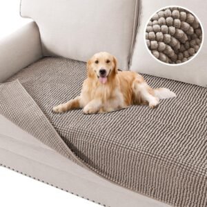 91uTqAUgCAL._AC_SL1500.jpg H.VERSAILTEX Plush Chenille Dog Bed Cover Thick Soft Sofa Cover for 3 Cushion Couch Anti Slip Couch Cover Water Resistant Furniture Protector for Dog, Pet, Cat (35" x 82", Island Fossi)