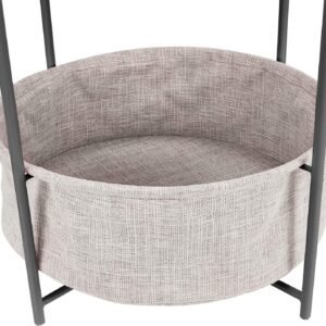 91wCn348-QL._AC_SL1500.jpg Amazon Basics Round Storage End Table, Side Table with Cloth Basket, Charcoal/Heather Gray, 17.7 x 17.7 x 18.9 in