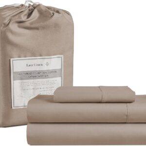 LANE LINEN Queen Sheet Set, 4 Pc Queen Size Sheets Set, 450 Thread Count 100% Cotton Sheets, Cooling Sheets Queen Size, Soft and Breathable Bed Sheets Queen, Deep Pocket Queen Sheets - Ivory