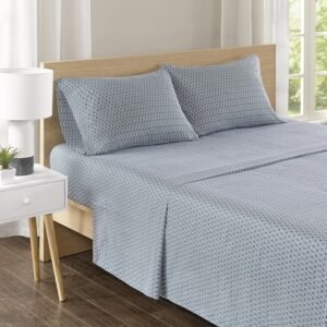 Comfort Spaces 100% Cotton Sheet Set Breathable, Lightweight, Soft with 14" Elastic Pocket Fits up to 16" Mattress, All Season Cozy Bedding, Matching Pillow Case, Queen Good Vibes 4 Piece