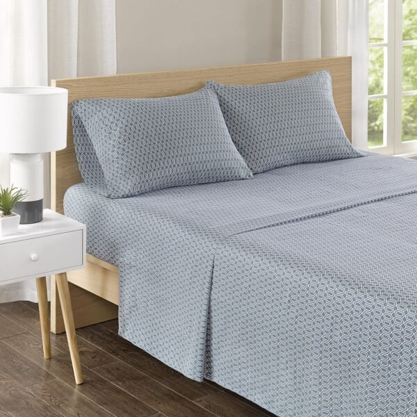 Comfort Spaces 100% Cotton Sheet Set Breathable, Lightweight, Soft with 14" Elastic Pocket Fits up to 16" Mattress, All Season Cozy Bedding, Matching Pillow Case, Queen Good Vibes 4 Piece