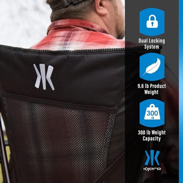 A1wD3IkYLUL._AC_SL1500.jpg Kijaro Dual Lock Portable Chair with Cooler - Vik Black, Folding, Camping, 300 lb Capacity, 2 Cup Holders