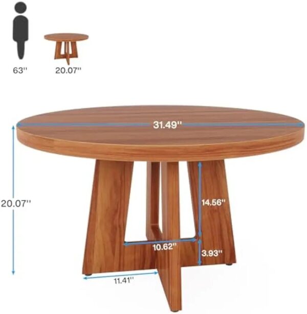 Room Home Office 31.4-Inch Wood Circle Coffee Table with Cross Base, Round Accent Center Table for Living